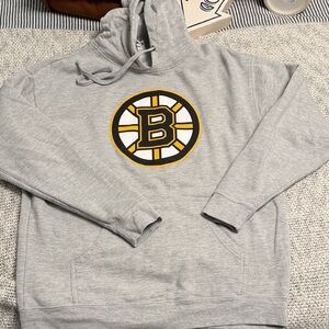 Fanatics BRUINS Gray Hoodie with Black and Gold Emblem- SIZE XL!